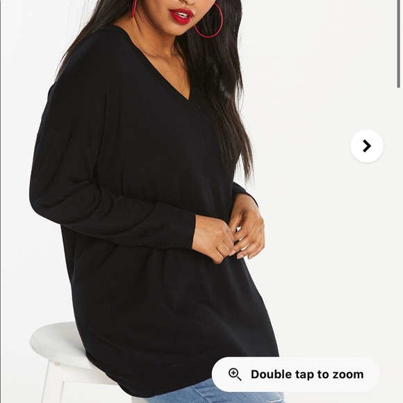 Slouchy V-neck Tunic Sweater - Picture 1 of 2